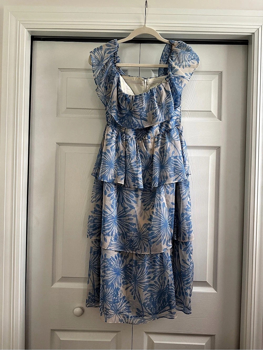 Amanda Uprichard Adelene Midi Dress Floral Blue & White Size Small